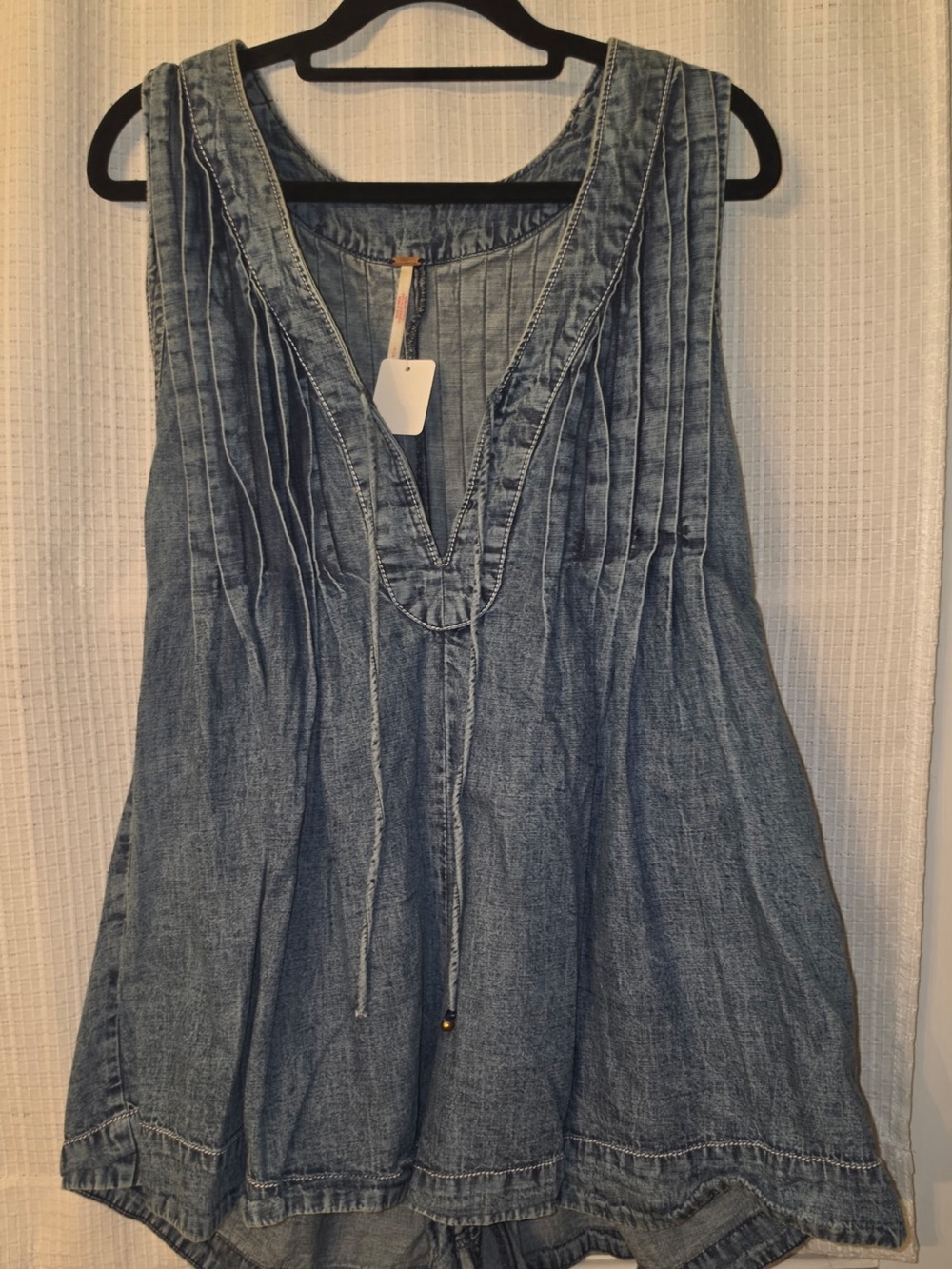 Free People Faded Blue Sleeveless Denim romper
